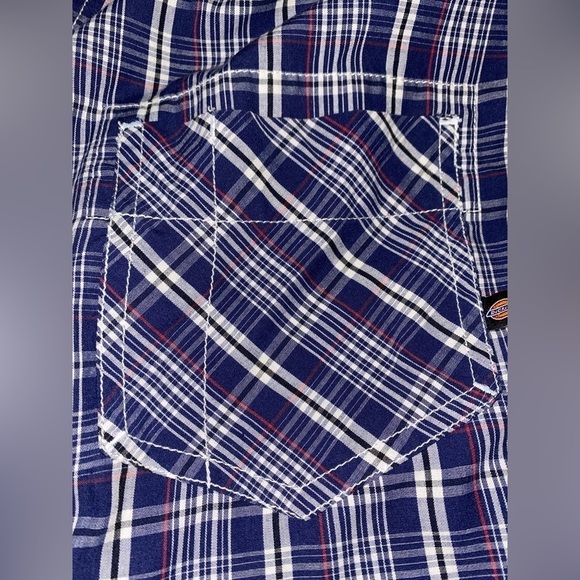 Dickies Work Plaid Collared Men L Button Short Sleeves Shirt Casual Relax Fit‎ - Picture 6 of 7